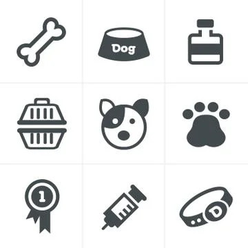 Dog Icons Set, Vector Design Stock Illustration