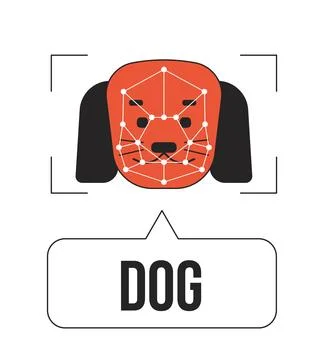 Dog image detection linear flat color vector icon Illustrazione stock