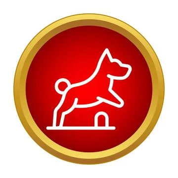 Dog jumping obstacle training agility sport icon Stock Illustration