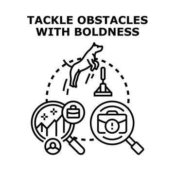 Dog jumping over obstacles, achieving business success concept Ilustração Stock