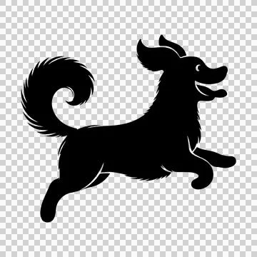 Dog jumping vector silhouette icon Stockillustratie