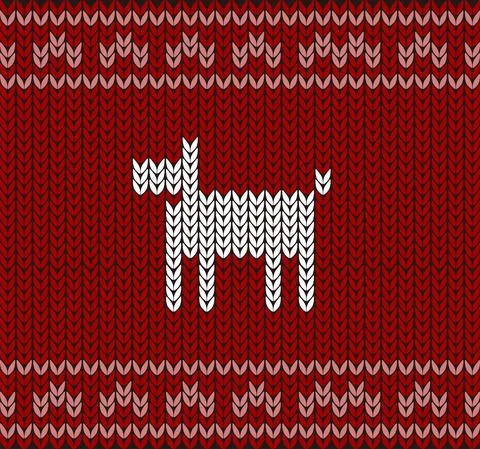 Dog on knitting pattern, Happy new year, vector illustration Stock Illustration