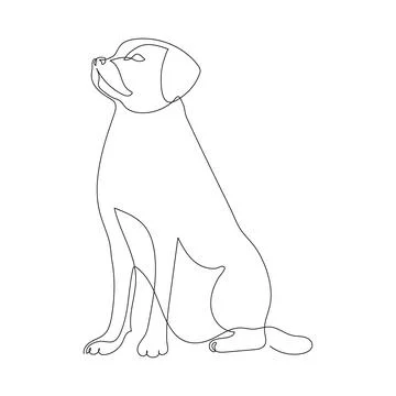 Dog Labrador sitting, one continuous line drawing. Simple minimalist abstract Stock Illustration
