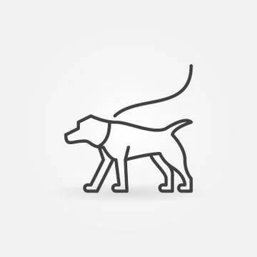 Dog on a leash vector minimal icon Stock Illustration