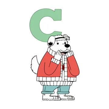 Dog with Letter C Stock Illustration