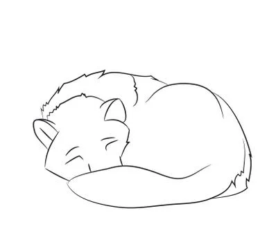 Dog lies, lines, vector, Stock Illustration