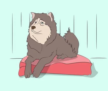 Dog lies, on nature Illustrazione stock
