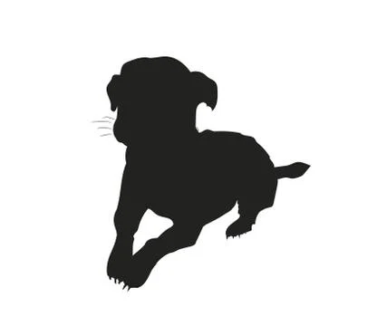 Dog lies, silhouette, vector Illustrazione stock