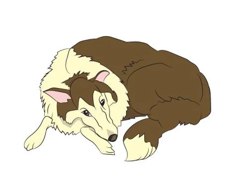 Dog lies, vector Illustrazione stock