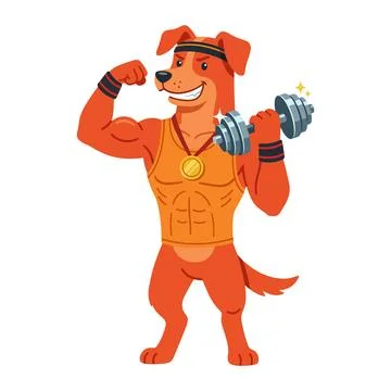 Dog Lifting Dumbbell Stock Illustration