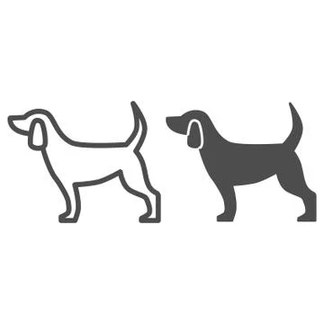 Dog line and solid icon, pets concept, puppy sign on white background, dog 스톡 일러스트