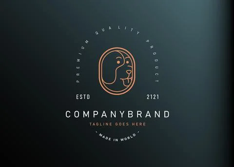 Dog linear logo design. Vector illustration of abstract dog monoline design.  Stock Illustration