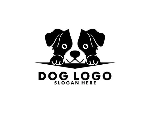 Dog logo vector, simple minimal dog care logo design, silhouette dog logo Stock Illustration