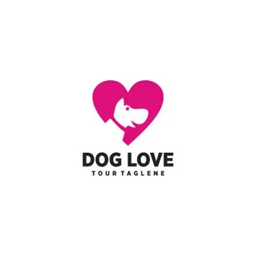 Dog Love Logo Vector Simple Stock Illustration