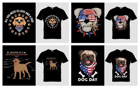 Dog Lover TShirt Design Bundle Pack Stock Illustration