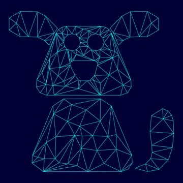Dog low poly triangulation triangulated polygonal electric cyan blue vibran.. Stock Illustration