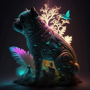 Dog in magical perspective Stock Illustration