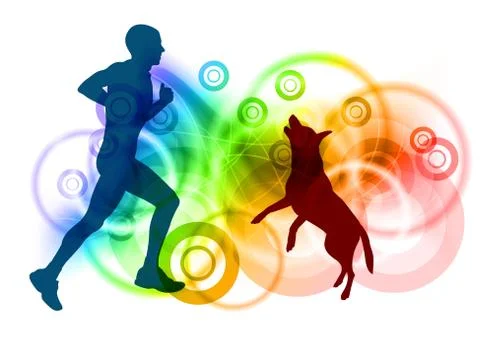 Dog with men Illustrazione stock
