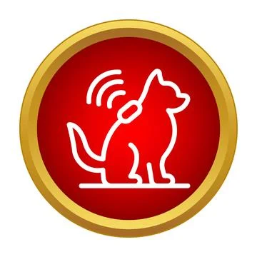Dog microchip tracking implant identifying pet safety icon Stock Illustration
