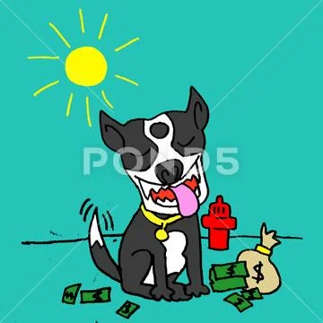 Dog with money PSDテンプレート