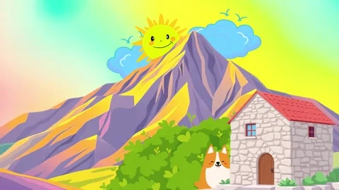 Dog with Mountain Landscape Background Stock Footage 301944483