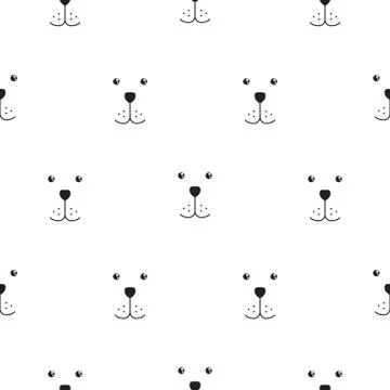Dog muzzle scandinavian seamless vector simple pattern. Illustrazione stock