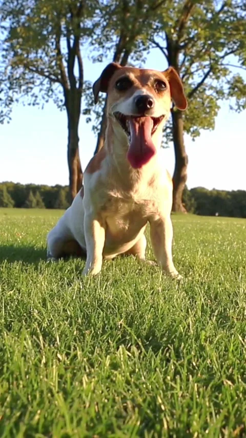 Dog nature active playing happy Video stock 314547287