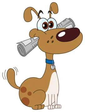 Dog with newspaper Stock Illustration