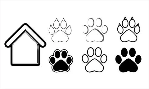 Dog or cat footprint vector icon illustration Paw prints, icon Stock Illustration