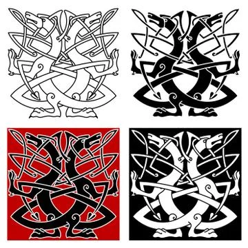 Dog or wolf celtic pattern 스톡 일러스트
