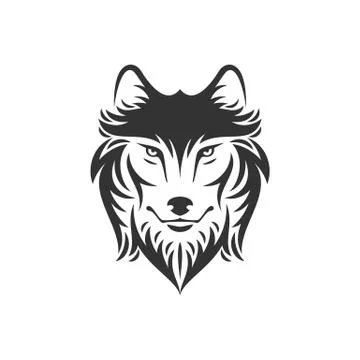 Dog or wolf head logo or icon in one color Stock Illustration