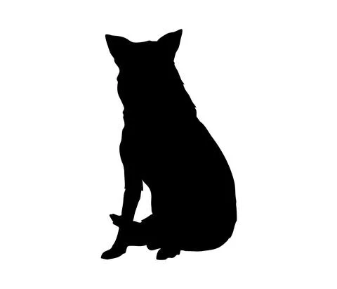 Dog outline solid mongrel silhouette. Sitting still Stock Illustration