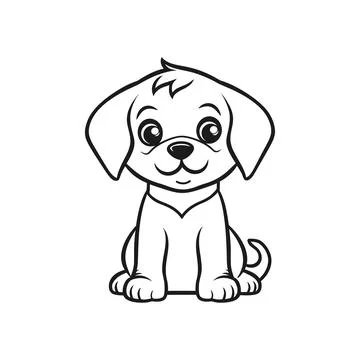 Dog outline vector linear silhouette for coloring Stock Illustration