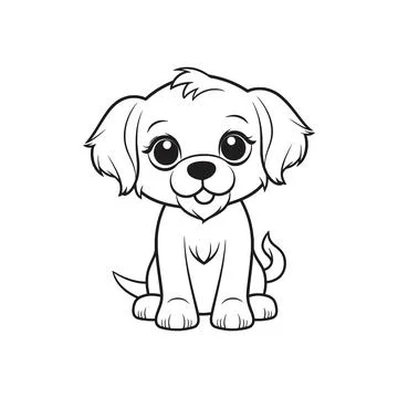Dog outline vector linear silhouette for coloring Stock Illustration