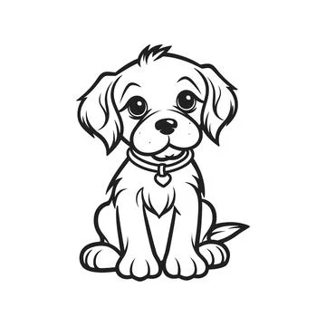 Dog outline vector linear silhouette for coloring Stock Illustration