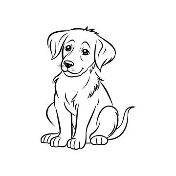 Dog outline vector linear silhouette for coloring Stock Illustration
