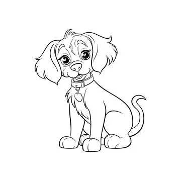 Dog outline vector linear silhouette for coloring Stock Illustration