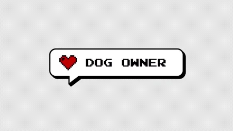 Dog Owner 8-bits pixel art neubrutalism comment balloon. Alpha. Stock Footage 316773970