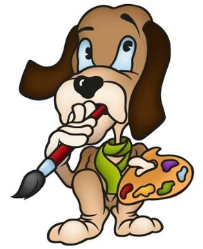 Dog Painter Stock Illustration