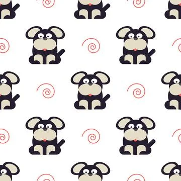 Dog pattern on white background in simple style Stock Illustration