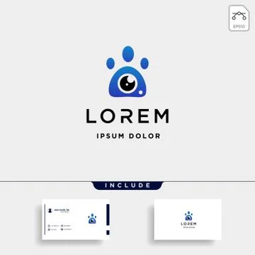 Dog Paw Camera Logo Template Vector Design Stock Illustration