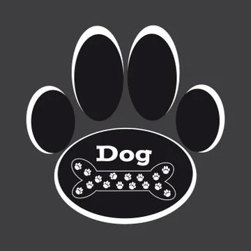 Dog paw on grey background Stock Illustration