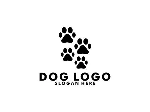 Dog Paw logo vector, simple minimal dog care logo design, silhouette Paw logo	 Stock Illustration