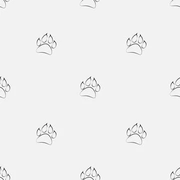 Dog paw outline seamless pattern Stock Illustration