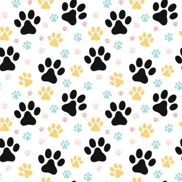 Dog paw print seamless pattern Stock Illustration