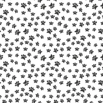 Dog paw print seamless pattern on white background Stock Illustration