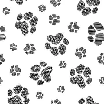 Dog paw print seamless pattern Illustrazione stock
