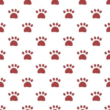 Dog paw print seamless pattern on white background Stock Illustration