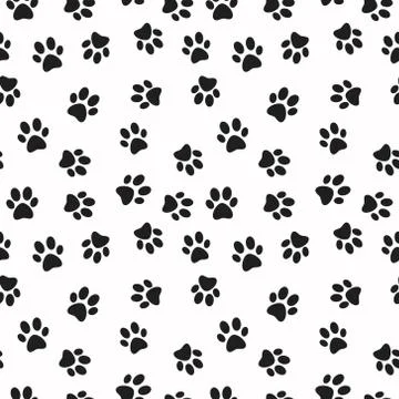 Dog paw print vector seamless pattern Stock Illustration
