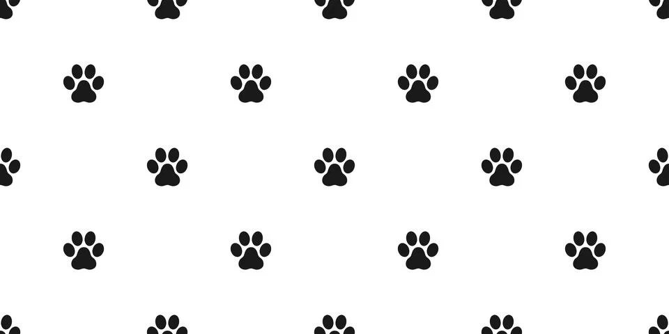 Dog Paw Seamless Pattern vector footprint cat puppy kitten wallpaper background Stock Illustration
